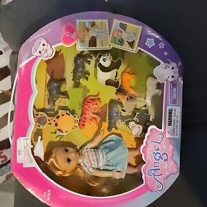 Imagine Angel 7 Piece Mini Doll Zoo Animals Tiger Hippo Lion Bear Elephant Rhino